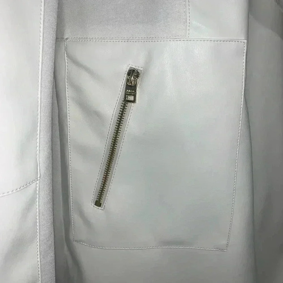 Andrew Marc Faux Leather & Knit Drape Front Jacket - Picture 7 of 11